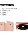 Victoria Hyde Avila pink leather wallet with lychee pattern, heart details, card slots, coin compartment, compact and stylish.
