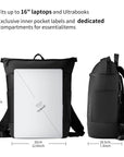 Victoria Hyde Wendy unisex work backpack, nylon with silk lining, laptop compartment, spacious and elegant for commuters and professionals.