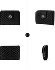 Victoria Hyde Rosi black genuine leather wallet, multifunctional design with 19 card slots, side bill compartment, and zippered coin pocket.