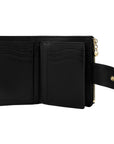 Victoria Hyde Rosi black genuine leather wallet, multifunctional design with 19 card slots, side bill compartment, and zippered coin pocket.