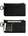 Victoria Hyde multifunctional genuine leather card holder in caramel color, unisex design with 10 card slots, ticket slot, coin pocket, and detachable closure.