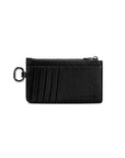 Victoria Hyde multifunctional genuine leather card holder in caramel color, unisex design with 10 card slots, ticket slot, coin pocket, and detachable closure.