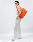 New Work Bag Jolene Orange modern work bag sustainable tote bag with laptop compartment for women in business