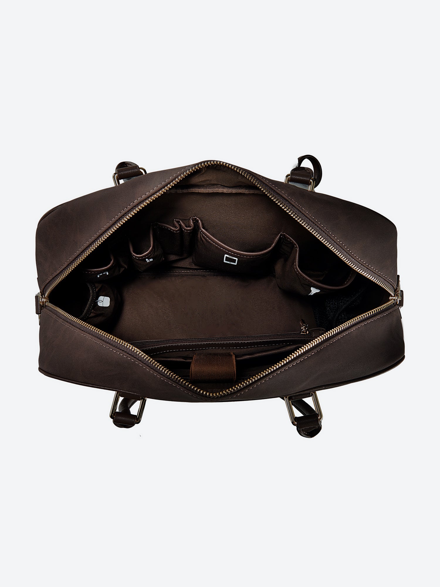 Victoria Hyde Margaret Large Brown work bag – vegan microfiber leather, water-repellent, fits 13" laptop, smart interior, removable cosmetic bag, umbrella pouch. Ideal for professional women.