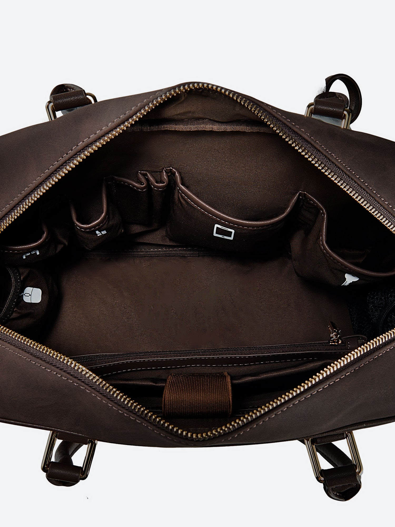 Victoria Hyde Margaret Large Brown work bag – vegan microfiber leather, water-repellent, fits 13" laptop, smart interior, removable cosmetic bag, umbrella pouch. Ideal for professional women.