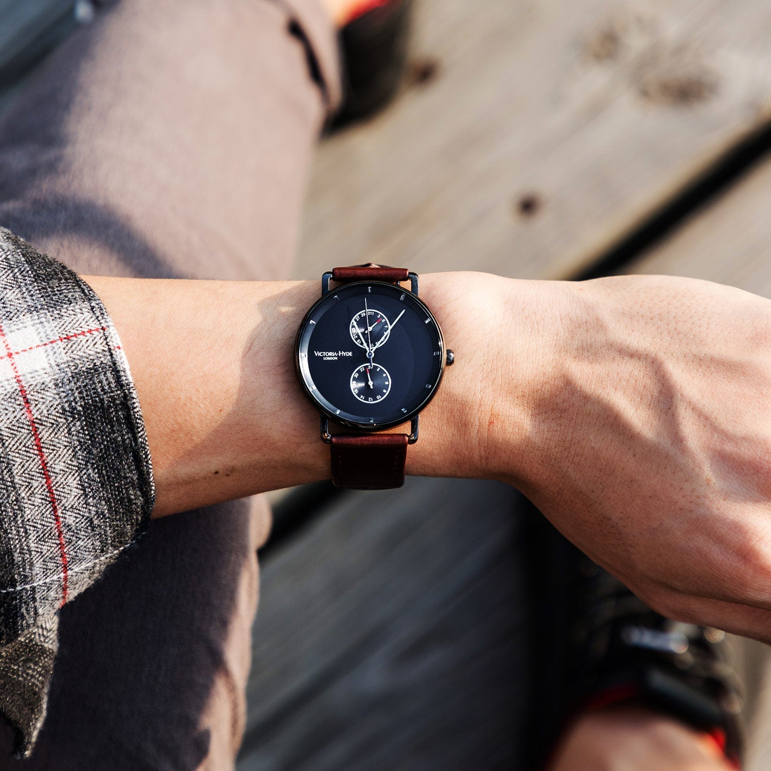 Watch Grange Hill Date Leather in Brown Black