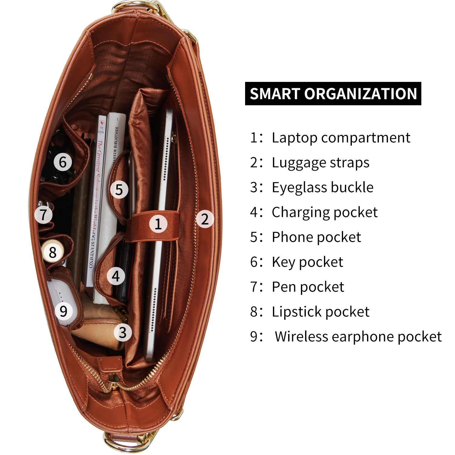 Business &amp; Laptop Handbag Kloey Red Brown
