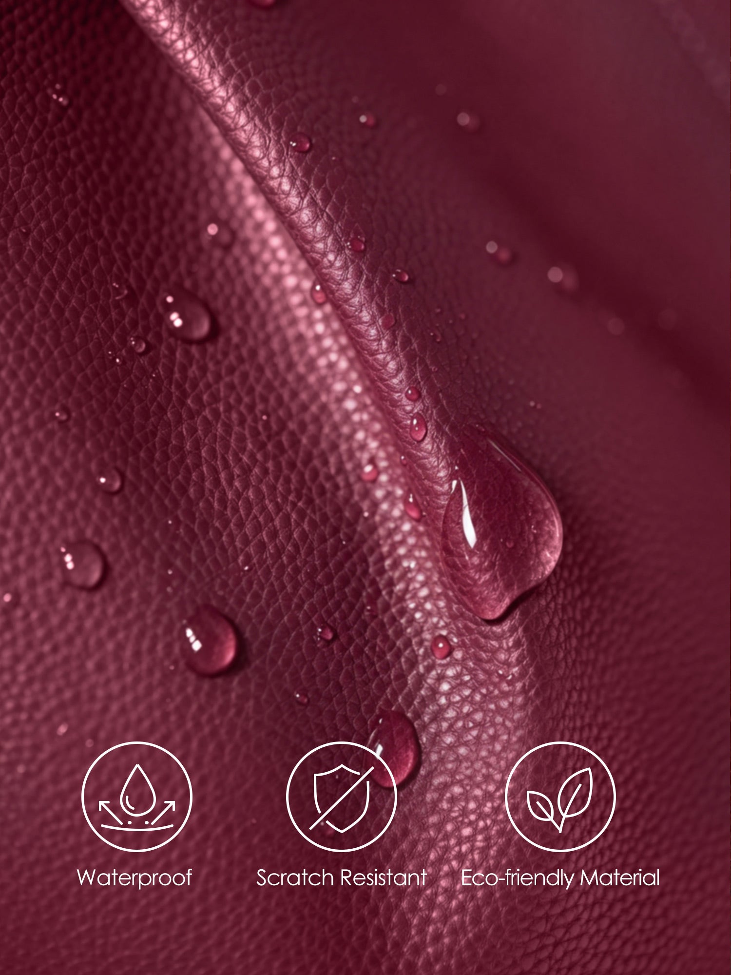 Victoria Hyde Ada red laptop bag material benefits: waterproof, scratch-resistant, and eco-friendly vegan leather for long-lasting business use.