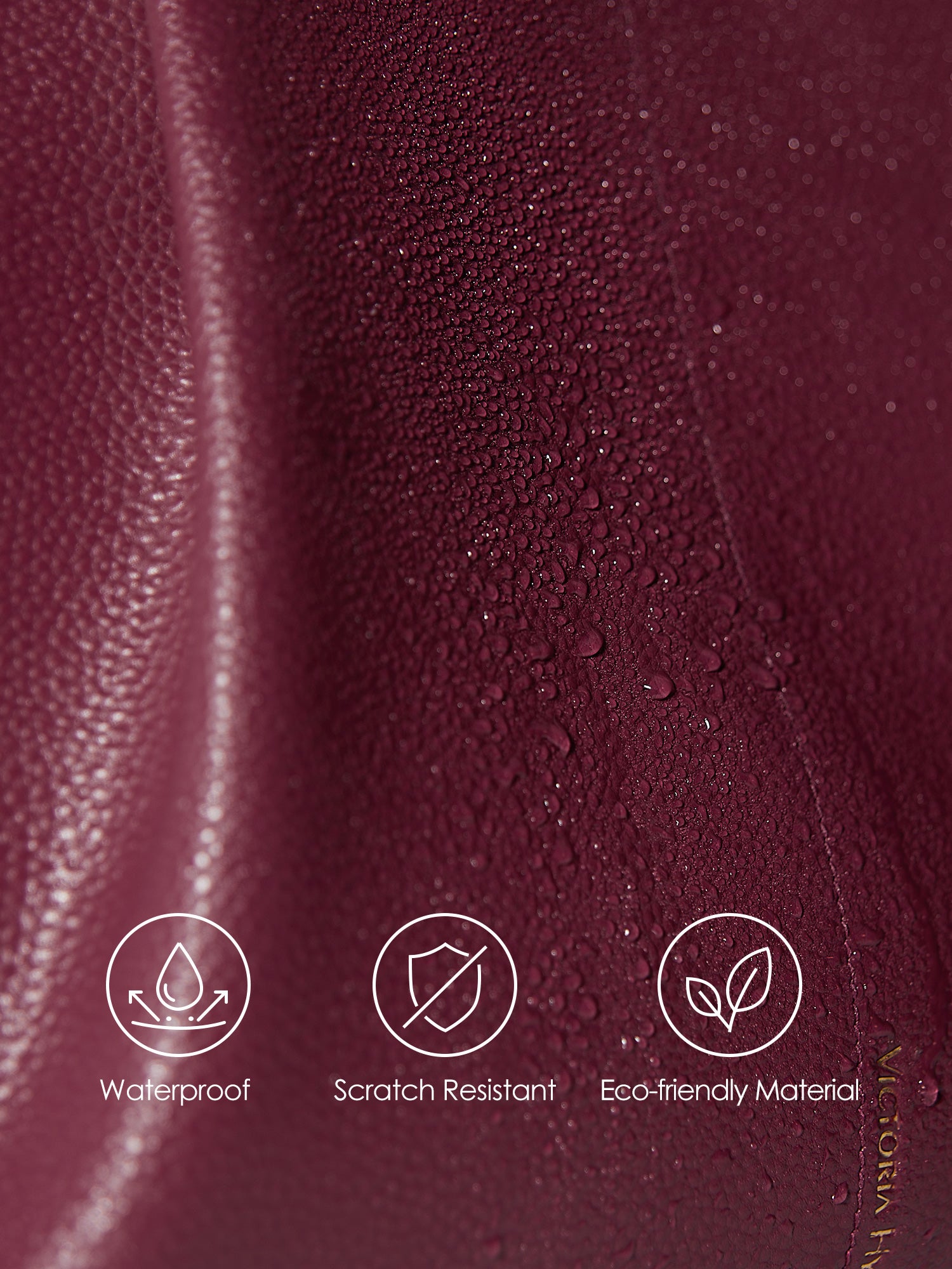 Victoria Hyde Ada red laptop bag material benefits: waterproof, scratch-resistant, and eco-friendly vegan leather for long-lasting business use.
