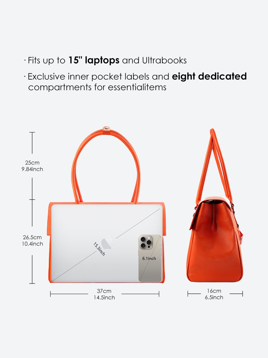 Business & Laptop Handbag Jolene large orange | Fits up to 15