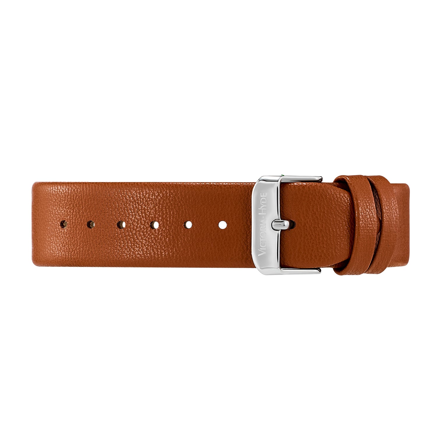 Victoria Hyde Orton men's watch, silver copper case, sand-effect dial, brown apple leather strap, precise quartz movement, 3 ATM water resistant.