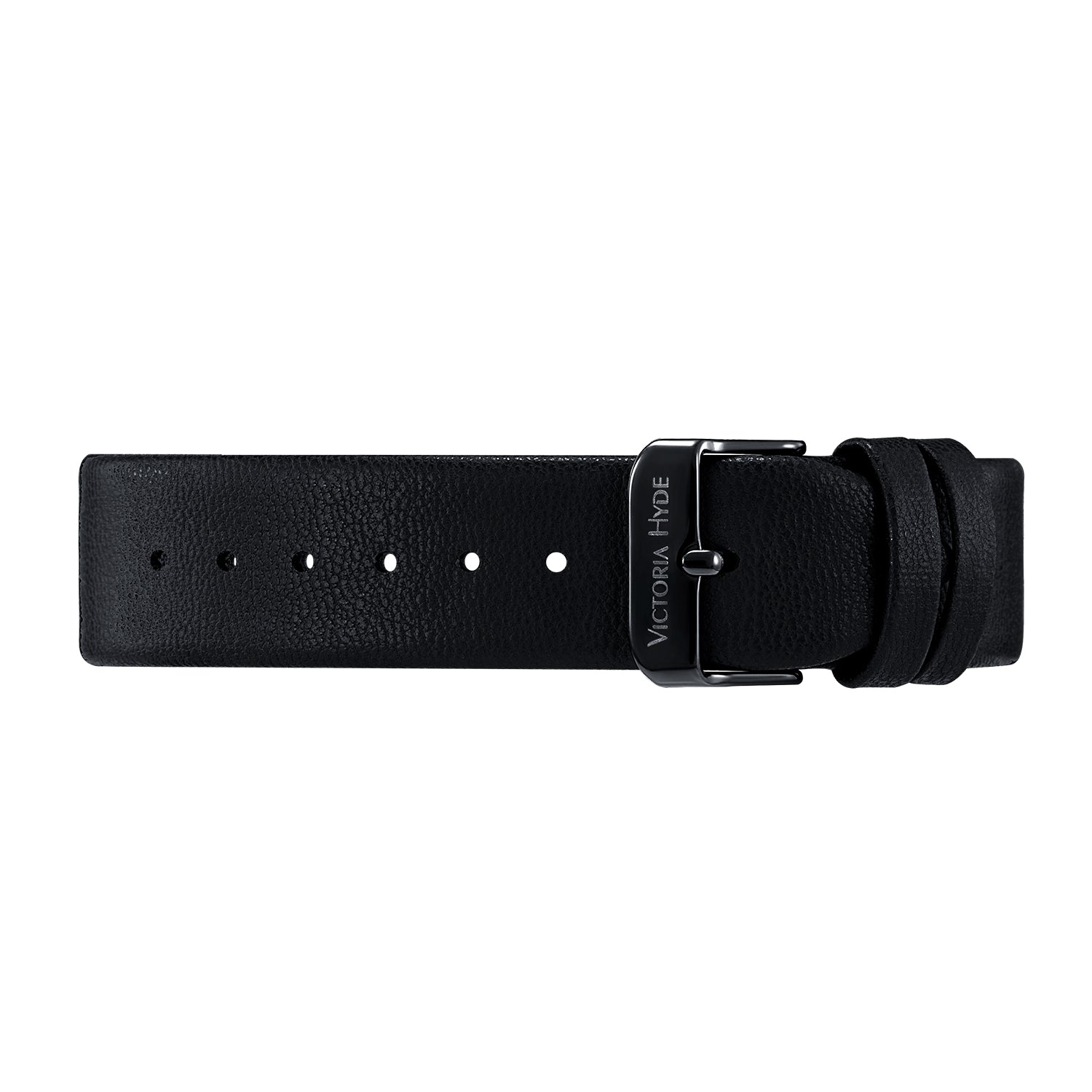 Black Victoria Hyde London Orton series men's watch. 39mm eco-friendly copper case, fine sand black dial, apple leather strap. Minimalist, quartz movement