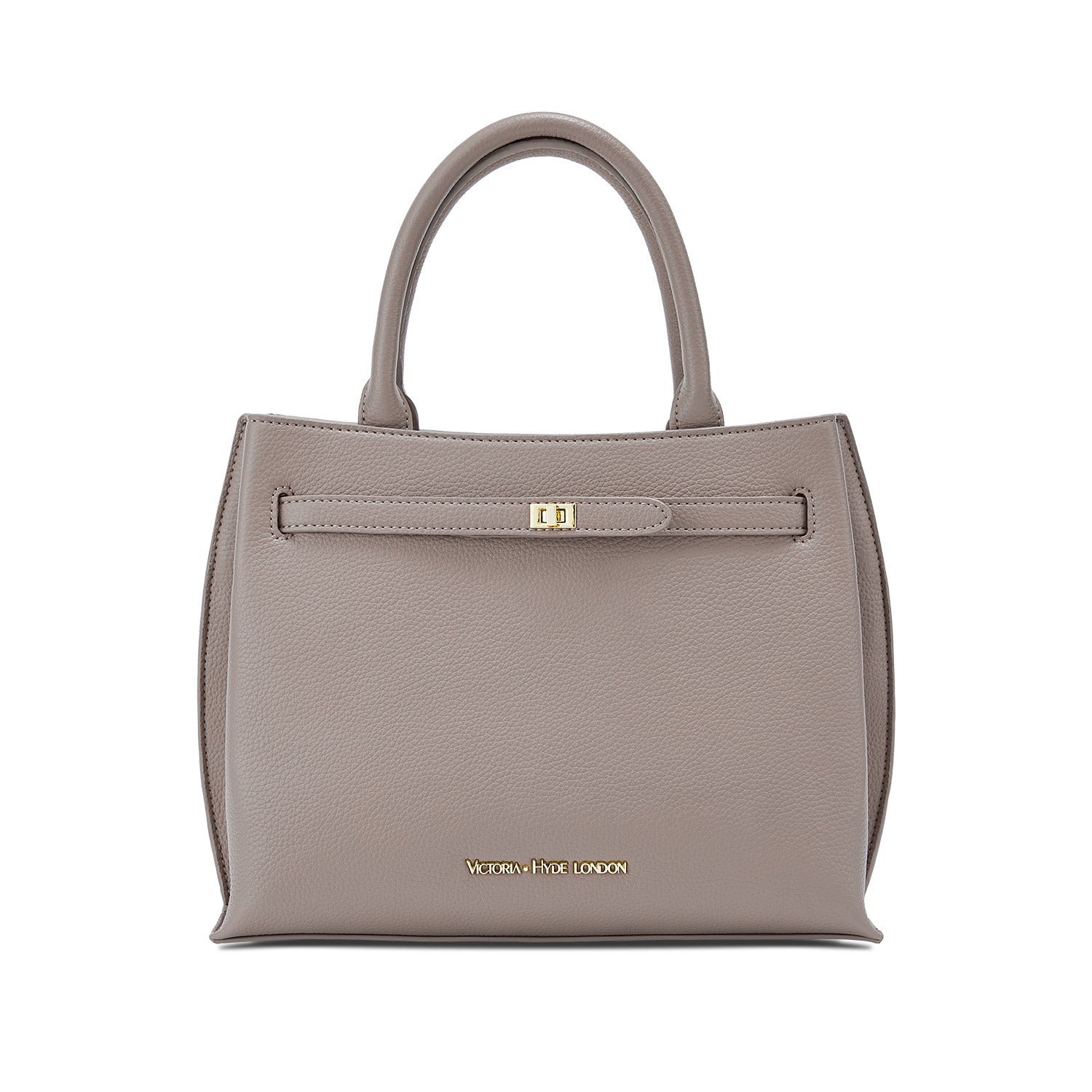 Victoria Hyde Lambeth elegant faux leather shoulder bag with gold accents, sustainable, structured interior, perfect work handbag for women.