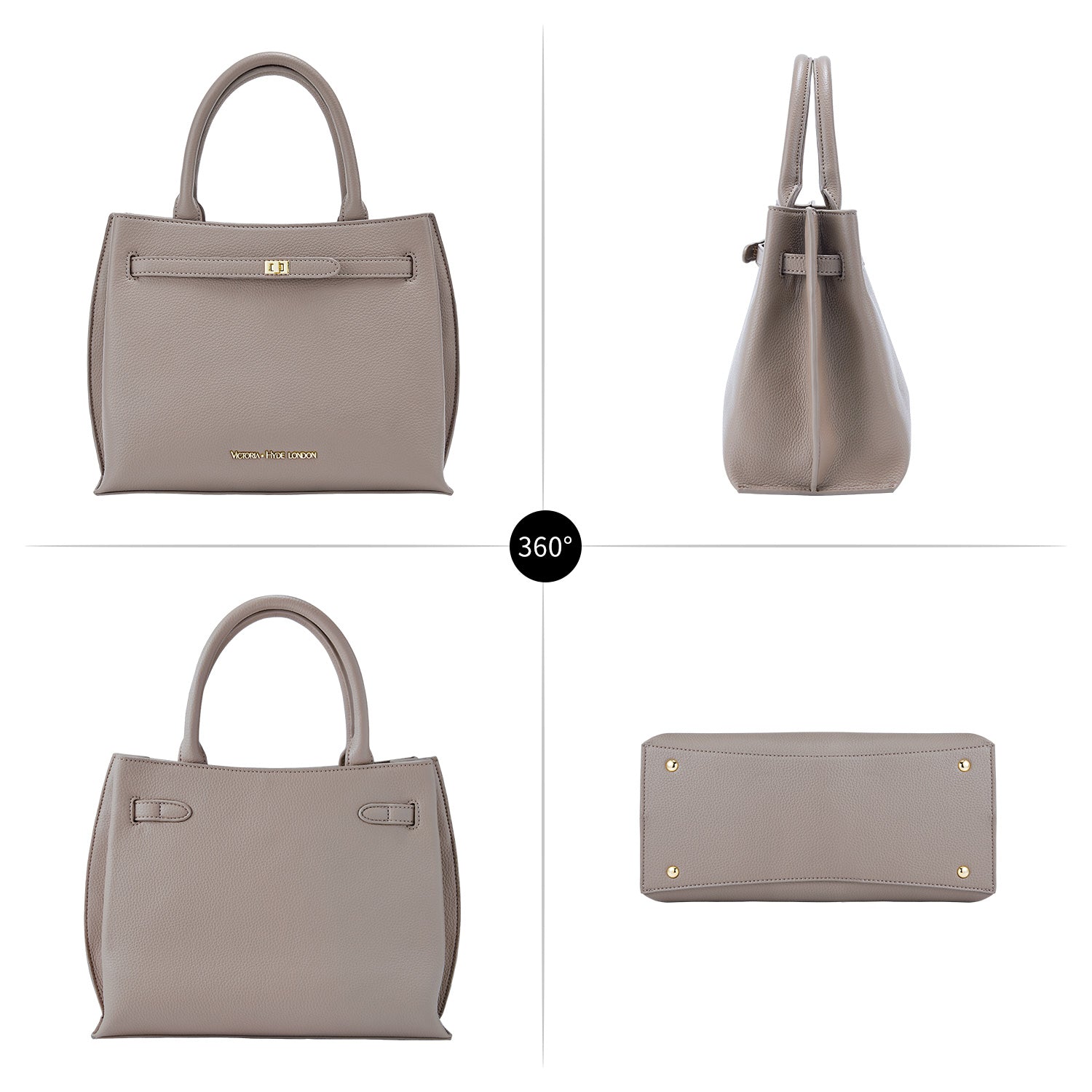 Victoria Hyde Lambeth elegant faux leather shoulder bag with gold accents, sustainable, structured interior, perfect work handbag for women.