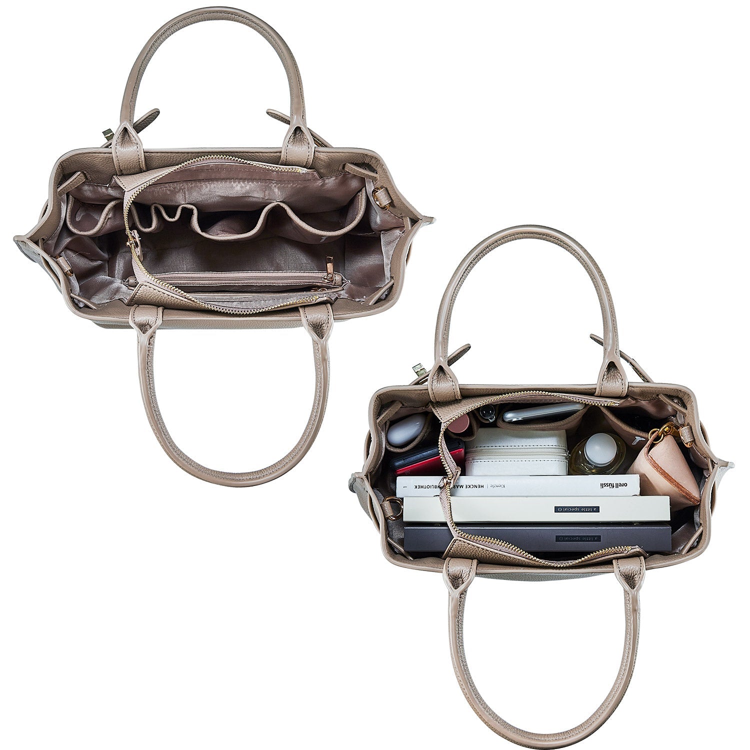 Victoria Hyde Lambeth elegant faux leather shoulder bag with gold accents, sustainable, structured interior, perfect work handbag for women.