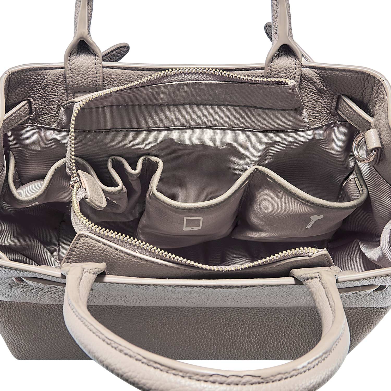 Victoria Hyde Lambeth elegant faux leather shoulder bag with gold accents, sustainable, structured interior, perfect work handbag for women.