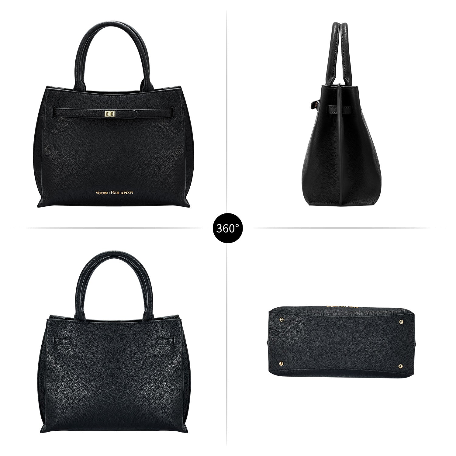 Victoria Hyde Lambeth elegant work handbag, faux leather with gold accents, versatile shoulder bag for women, sustainable design.