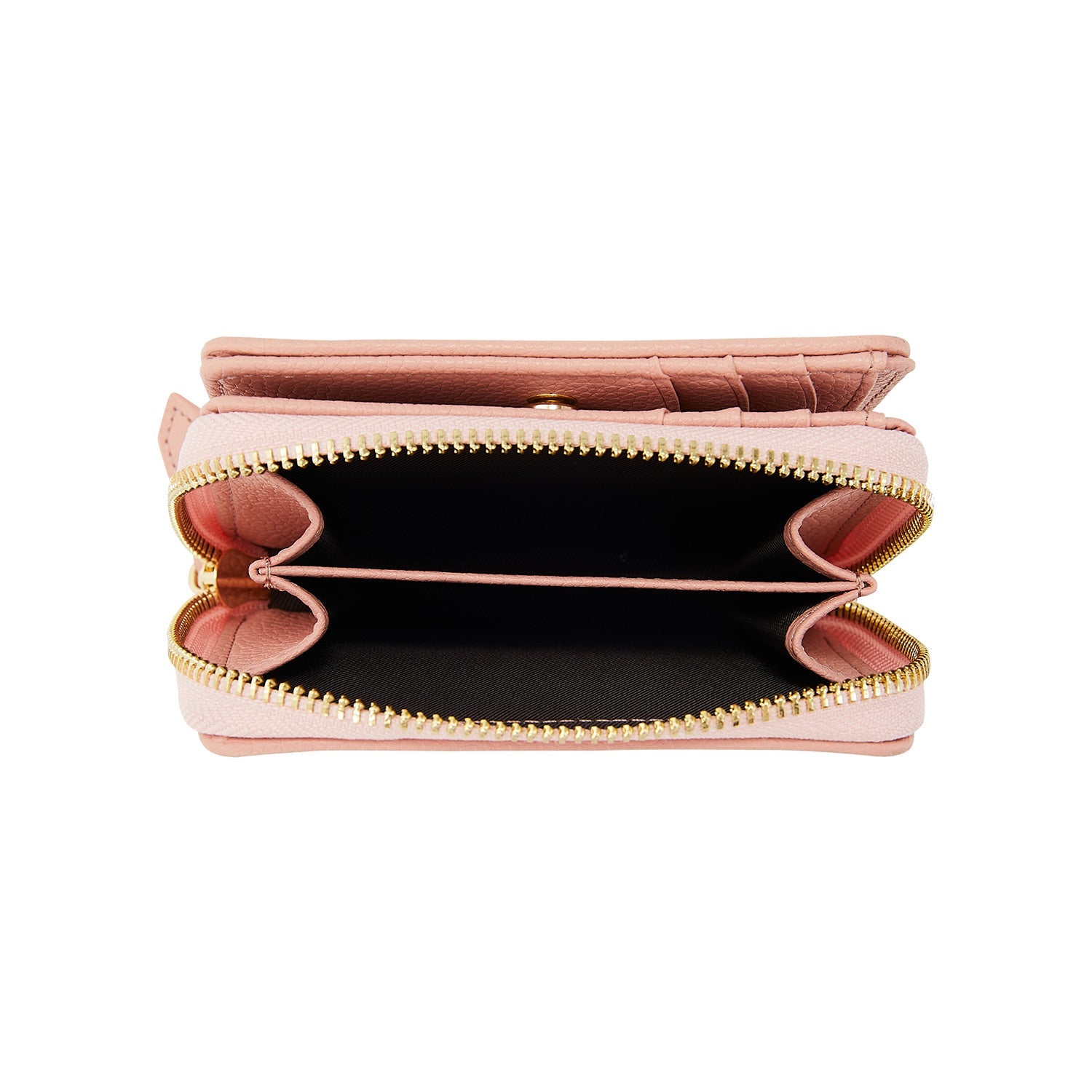 Victoria Hyde Avila pink leather wallet with lychee pattern, heart details, card slots, coin compartment, compact and stylish.