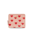 Victoria Hyde Avila pink leather wallet with lychee pattern, heart details, card slots, coin compartment, compact and stylish.