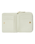 Victoria Hyde Avila white wallet, bee details,lychee pattern top grain leather, bee design, card slots, coin pocket, light gold hardware.