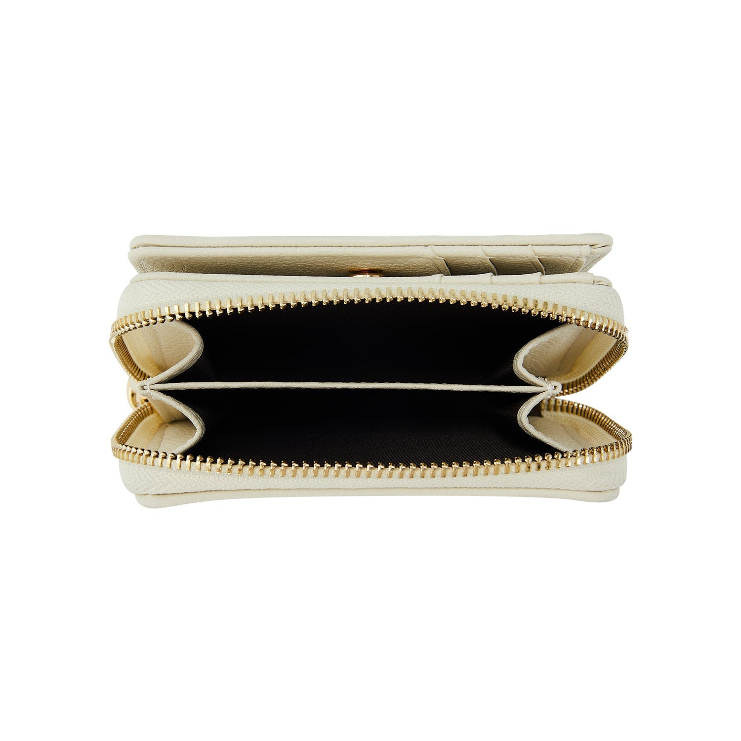 Victoria Hyde Avila white wallet, bee details,lychee pattern top grain leather, bee design, card slots, coin pocket, light gold hardware.