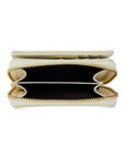Victoria Hyde Avila white wallet, bee details,lychee pattern top grain leather, bee design, card slots, coin pocket, light gold hardware.