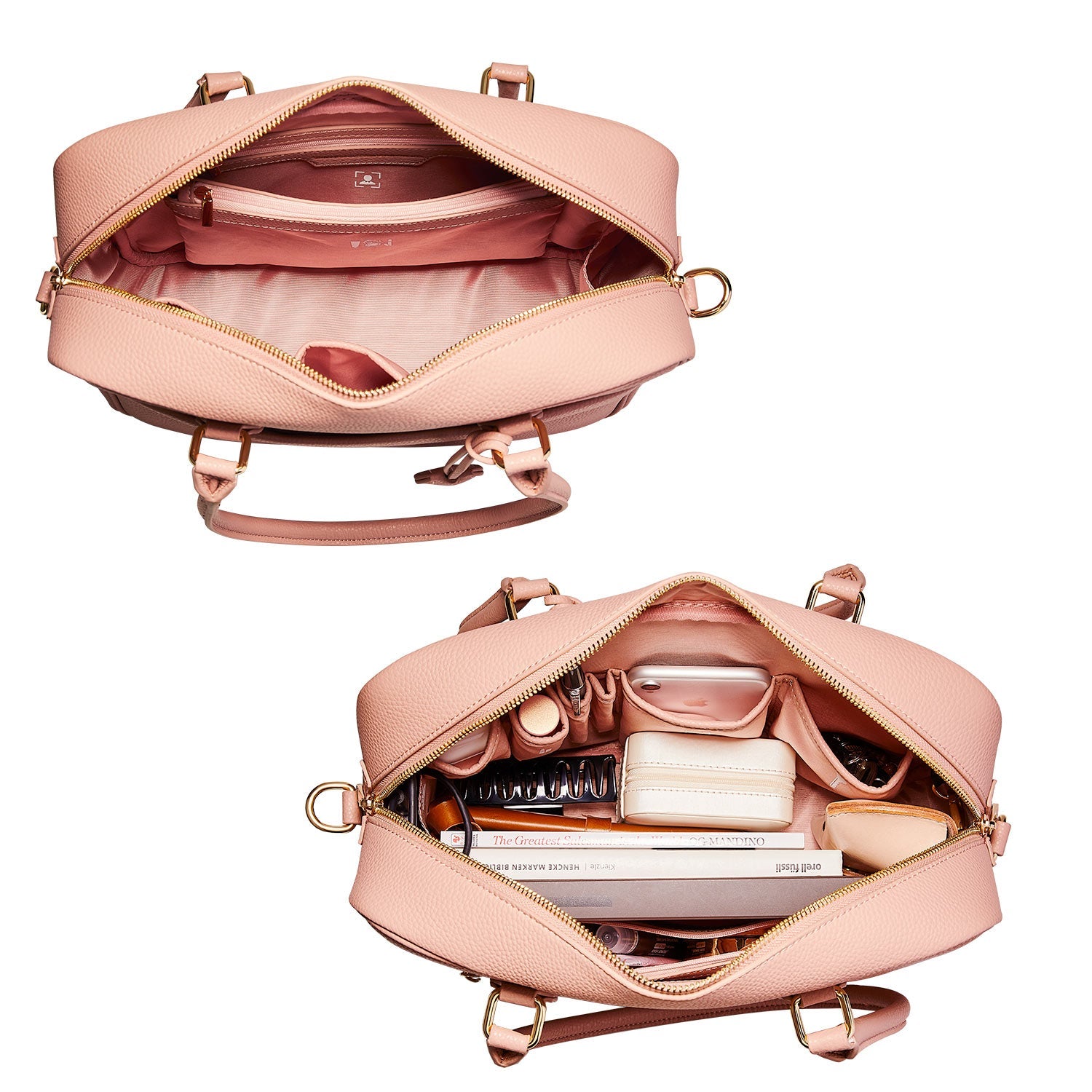 Victoria Hyde Margaret Large Pink work bag – padded 13" laptop compartment, vegan microfiber leather, water-repellent, smart organizer, perfect for professional women.