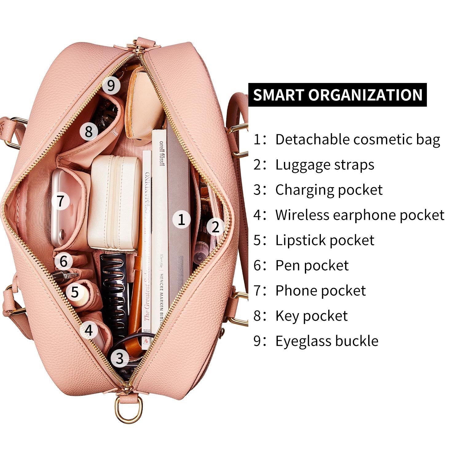 Victoria Hyde Margaret Large Pink work bag – padded 13" laptop compartment, vegan microfiber leather, water-repellent, smart organizer, perfect for professional women.