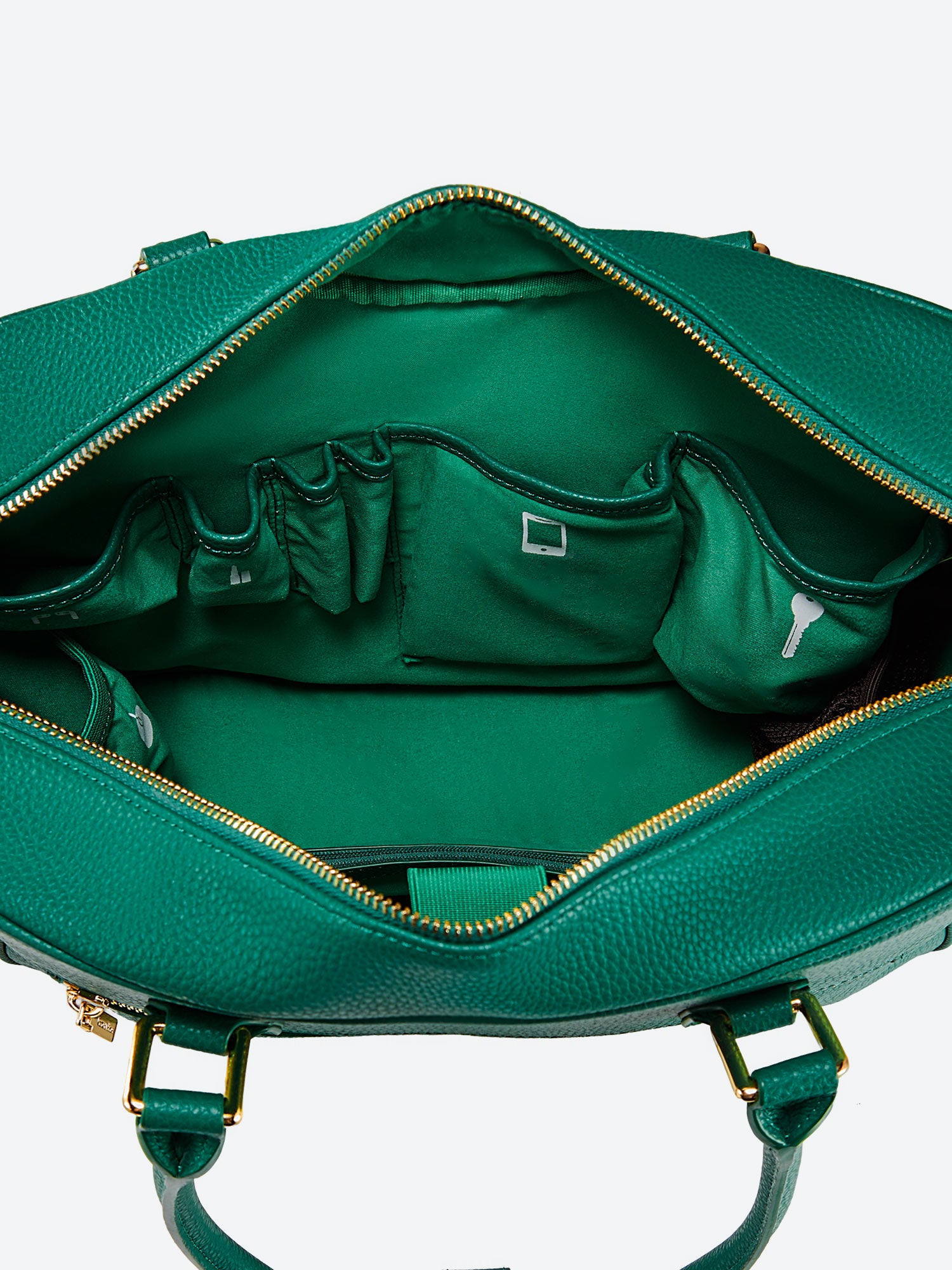 Victoria Hyde Margaret large green work bag with 13" laptop compartment, removable cosmetic pouch, vegan, water-repellent, smart interior.