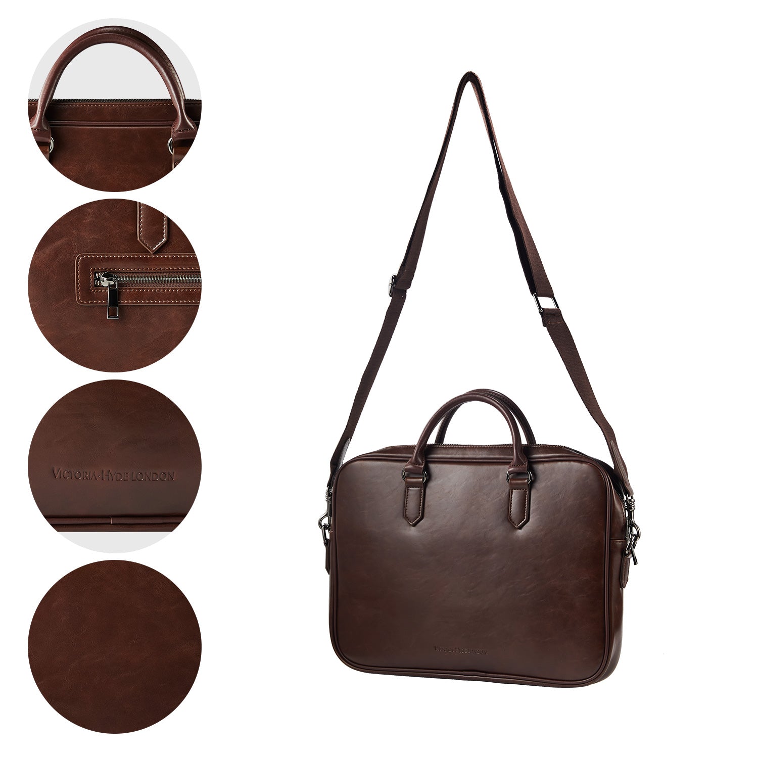 Victoria Hyde Daniel modern briefcase, microfibre leather laptop bag with organizer, ideal for businessmen, sustainable, timeless design.