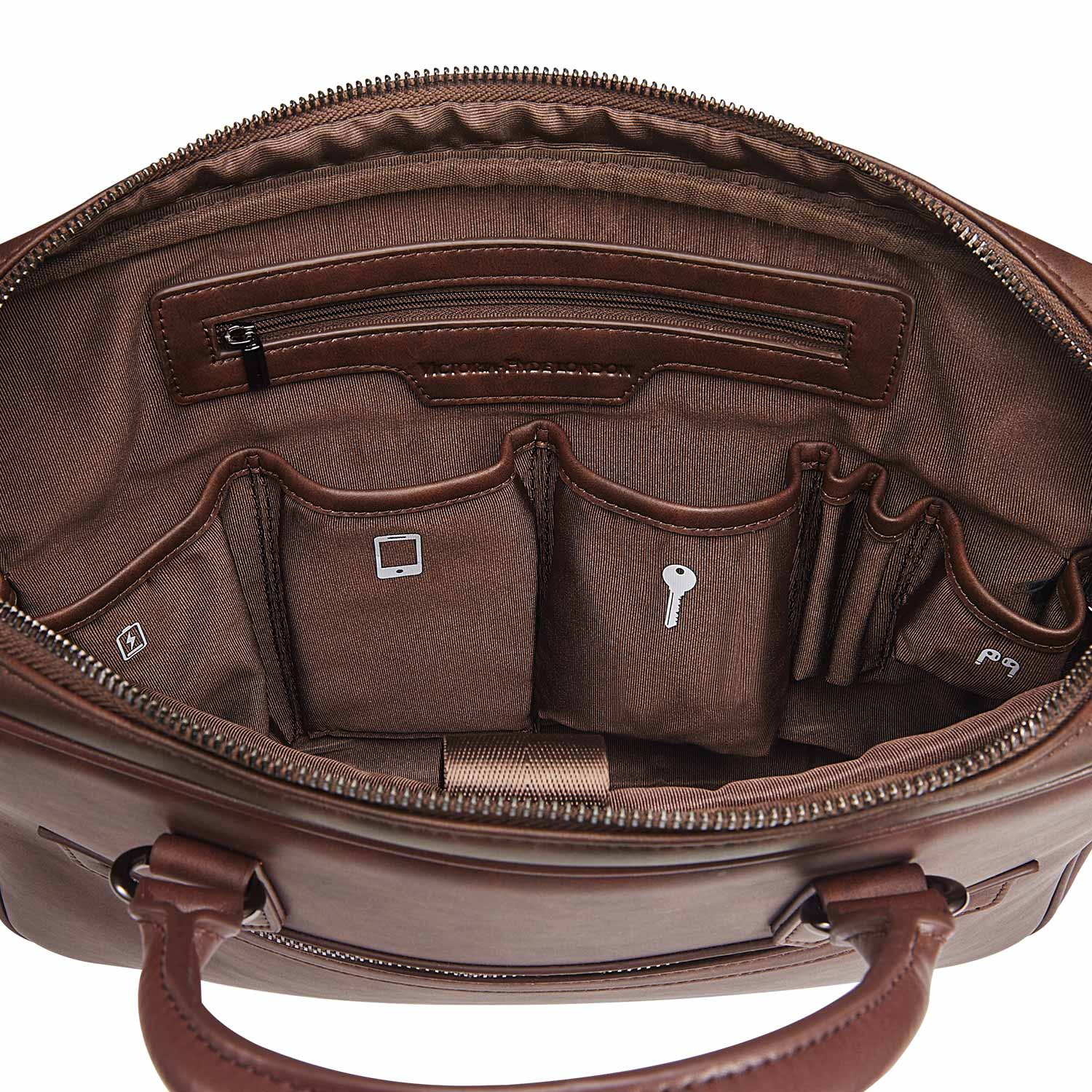 Victoria Hyde Daniel modern briefcase, microfibre leather laptop bag with organizer, ideal for businessmen, sustainable, timeless design.