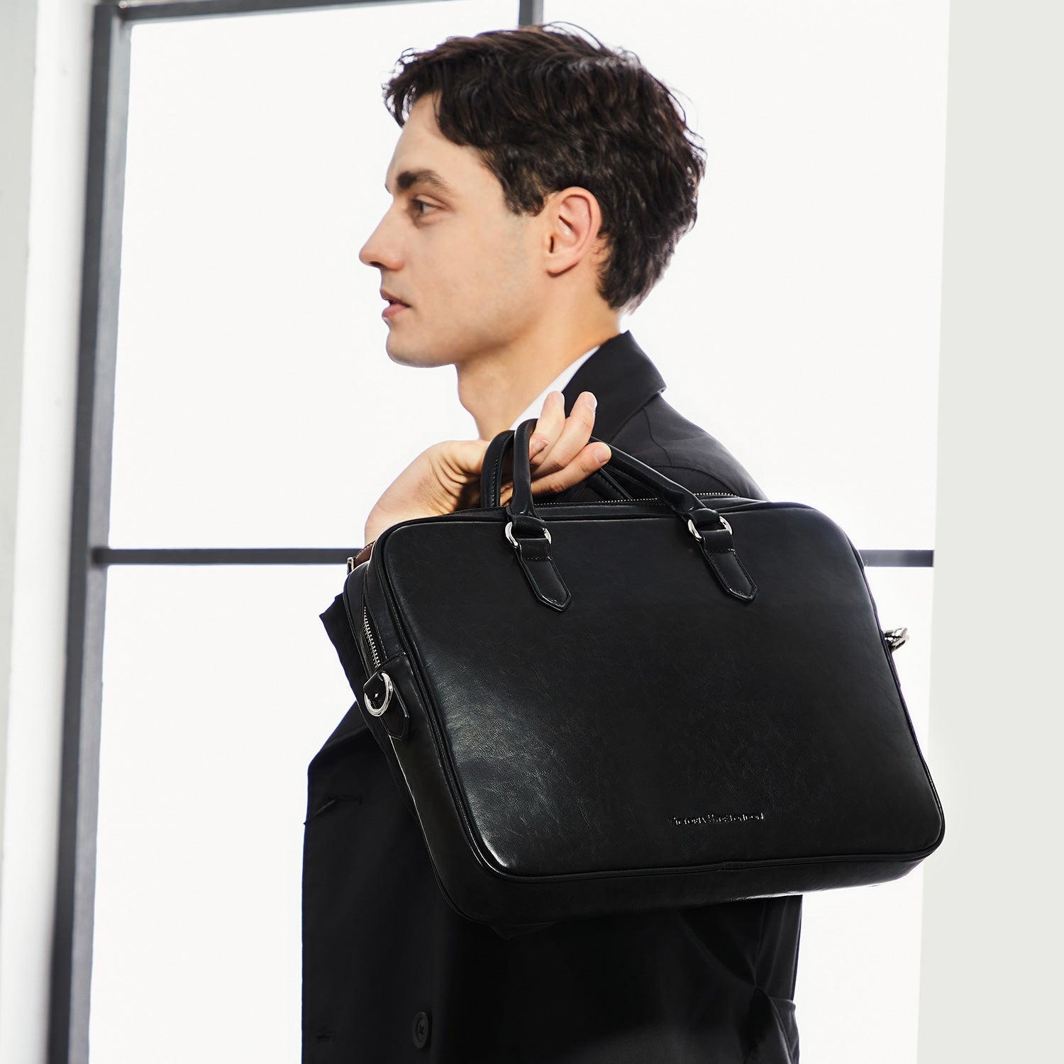 Victoria Hyde Daniel modern briefcase business bag with laptop compartment, minimalist microfibre leather, ideal for commuting men.