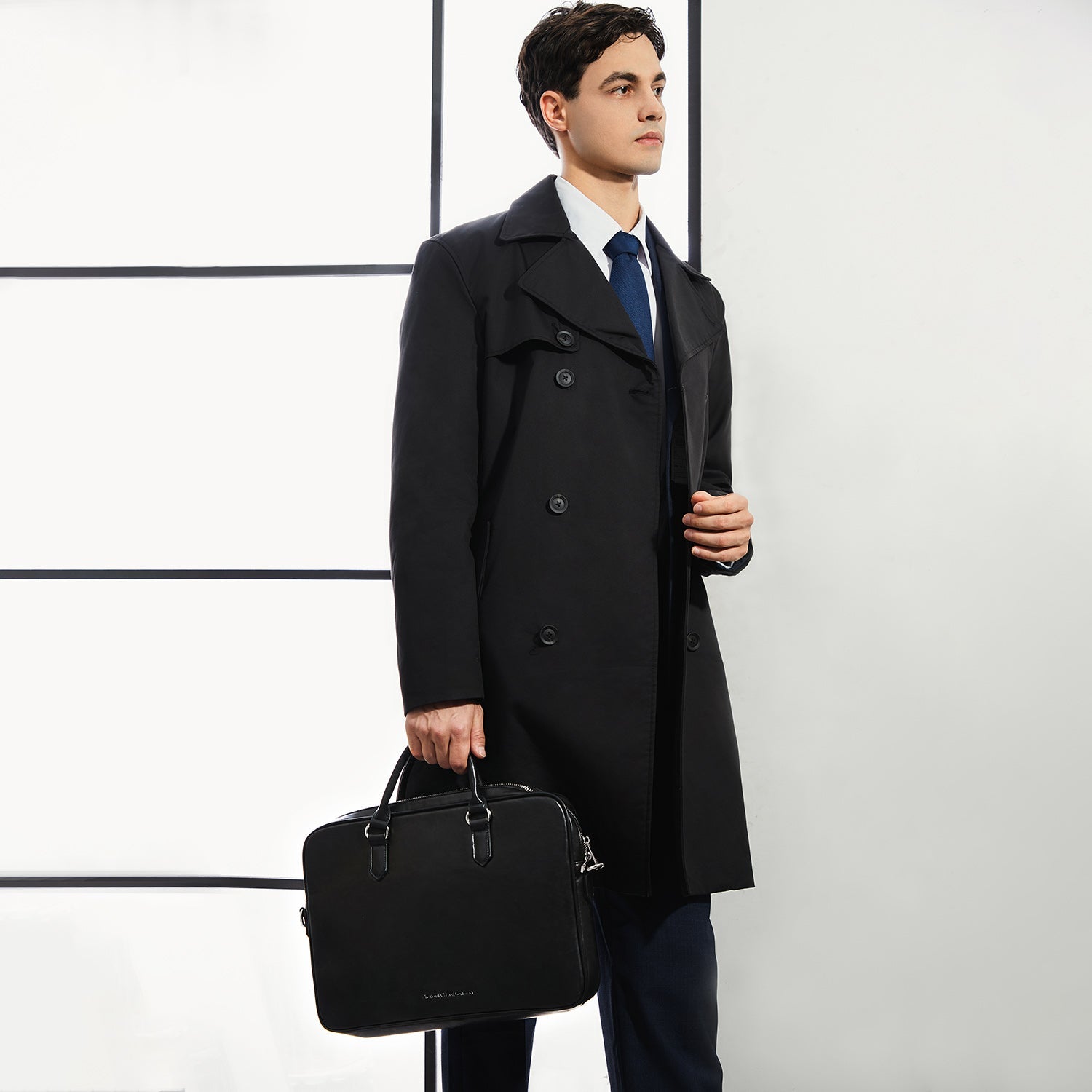 Victoria Hyde Daniel modern briefcase business bag with laptop compartment, minimalist microfibre leather, ideal for commuting men.