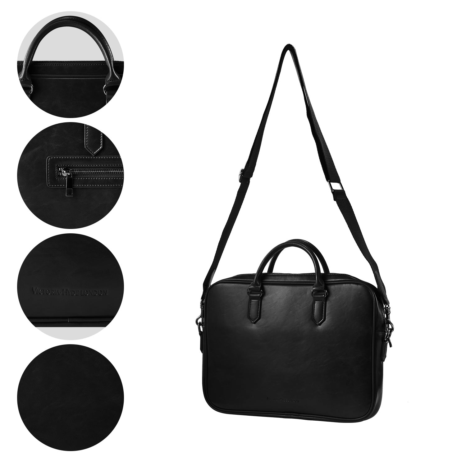 Victoria Hyde Daniel modern briefcase business bag with laptop compartment, minimalist microfibre leather, ideal for commuting men.