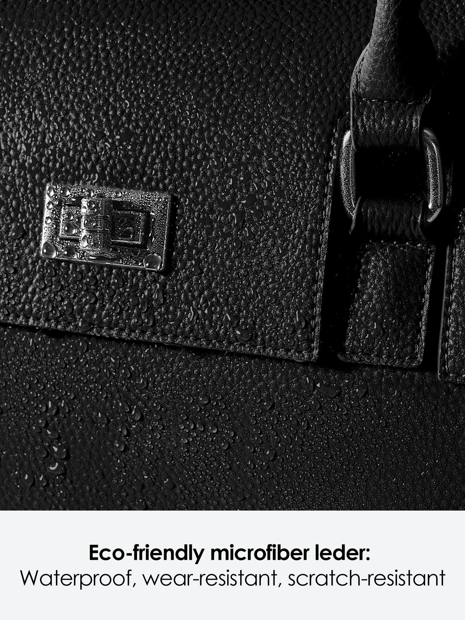 Victoria Hyde Jolene Large Black work bag – spacious laptop compartment fits 15", vegan microfiber leather, water-repellent, Shandong silk lining, perfect for working mothers.