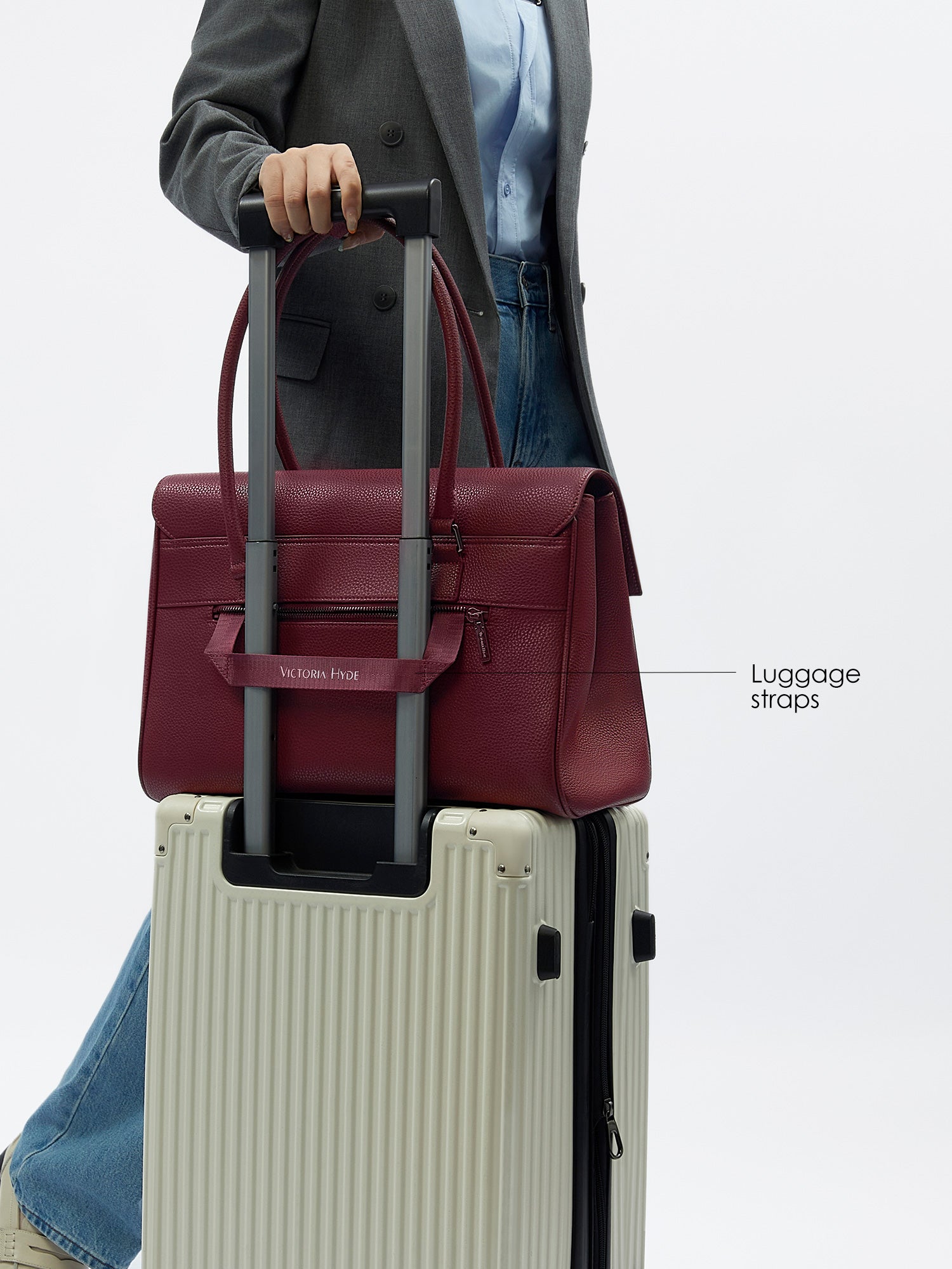 Victoria Hyde Jolene large green work bag: vegan, water-repellent, scratch-resistant. Padded 15" laptop compartment, removable cosmetic bag. Dimensions 37x26.5x16 cm.
