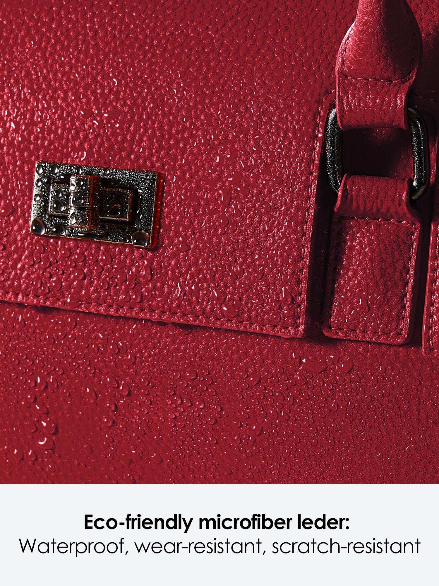 Victoria Hyde Jolene large tote in Garnet Red. Microfiber leather, fits 16" laptop, removable pouch, smart interior, water-repellent.