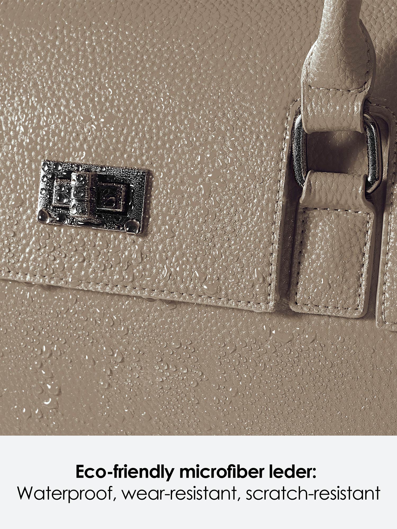 Victoria Hyde Jolene large beige work bag with 15" laptop compartment, removable cosmetic pouch, vegan, water-repellent, smart interior organization.