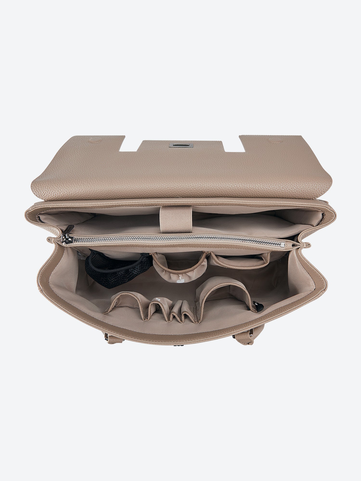 Victoria Hyde Jolene large beige work bag with 15" laptop compartment, removable cosmetic pouch, vegan, water-repellent, smart interior organization.