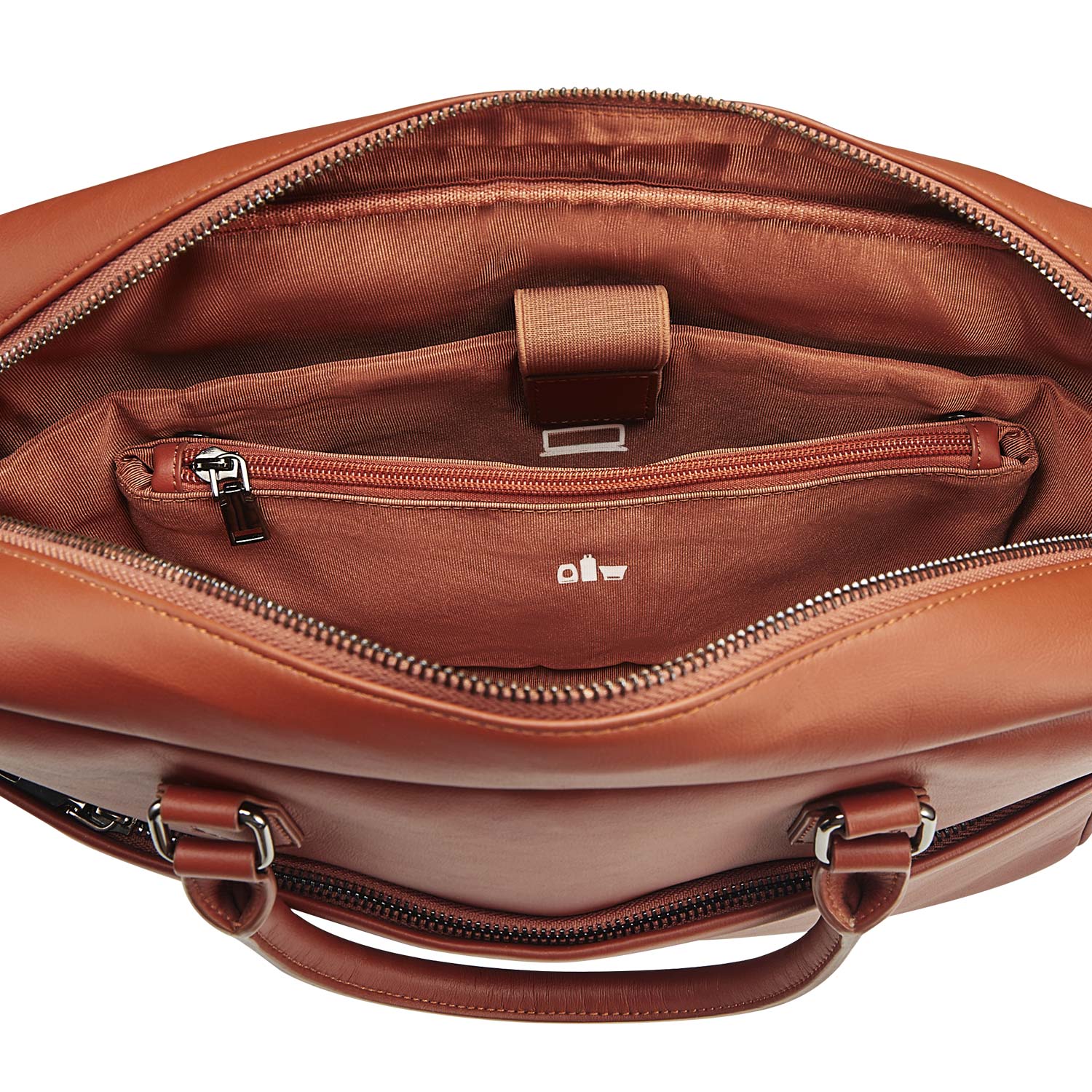 Victoria Hyde New Work Business Bag – elegant black briefcase with laptop compartment, microfiber leather look, sustainable Shandong silk, and built-in organizer.