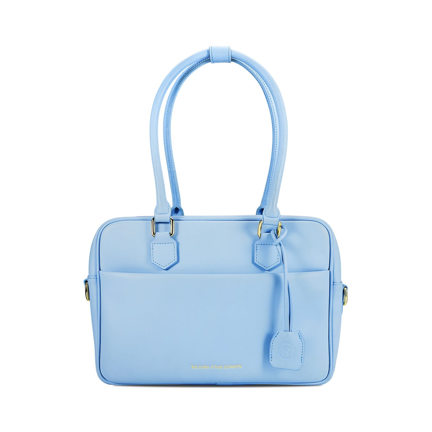 Victoria Hyde Margaret Small light blue work bag with tablet compartment, vegan microfiber leather, water-repellent, removable cosmetic pouch, smart organizer – perfect for professional women.