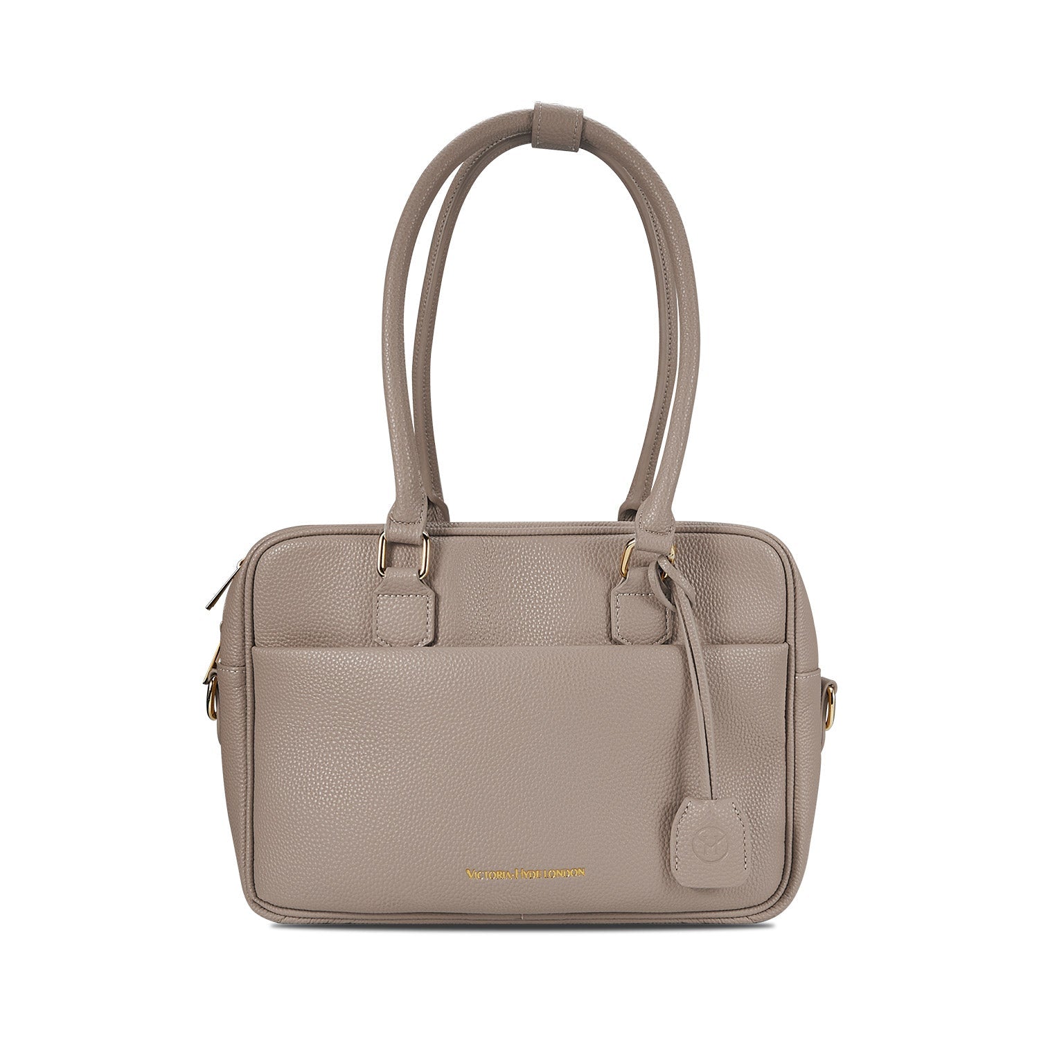 Victoria Hyde Margaret Small new work bag in beige, elegant vegan microfiber leather with tablet compartment for up to 12.9", water-repellent, scratch-resistant, perfect for professionals on the go.