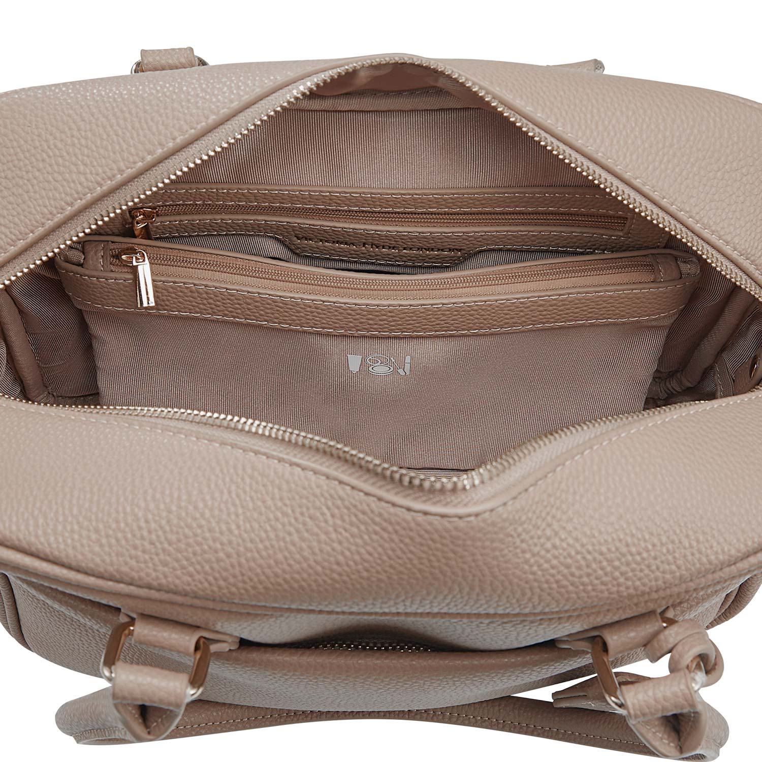 Victoria Hyde Margaret Small new work bag in beige, elegant vegan microfiber leather with tablet compartment for up to 12.9", water-repellent, scratch-resistant, perfect for professionals on the go.