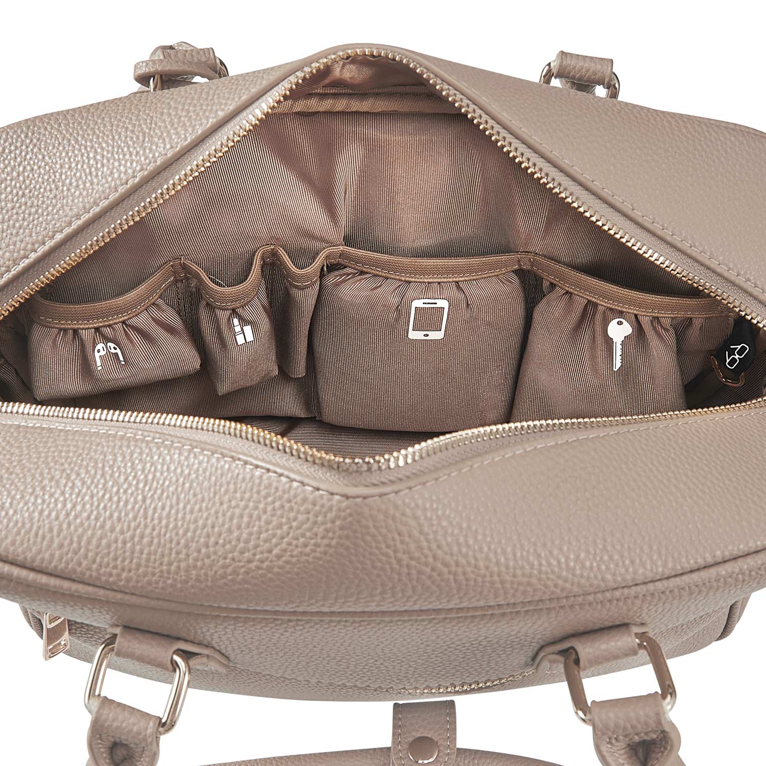 Victoria Hyde Margaret Small new work bag in beige, elegant vegan microfiber leather with tablet compartment for up to 12.9", water-repellent, scratch-resistant, perfect for professionals on the go