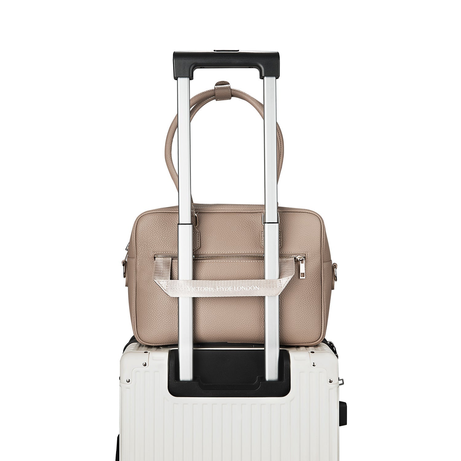 Victoria Hyde Margaret Small new work bag in beige, elegant vegan microfiber leather with tablet compartment for up to 12.9", water-repellent, scratch-resistant, perfect for professionals on the go.