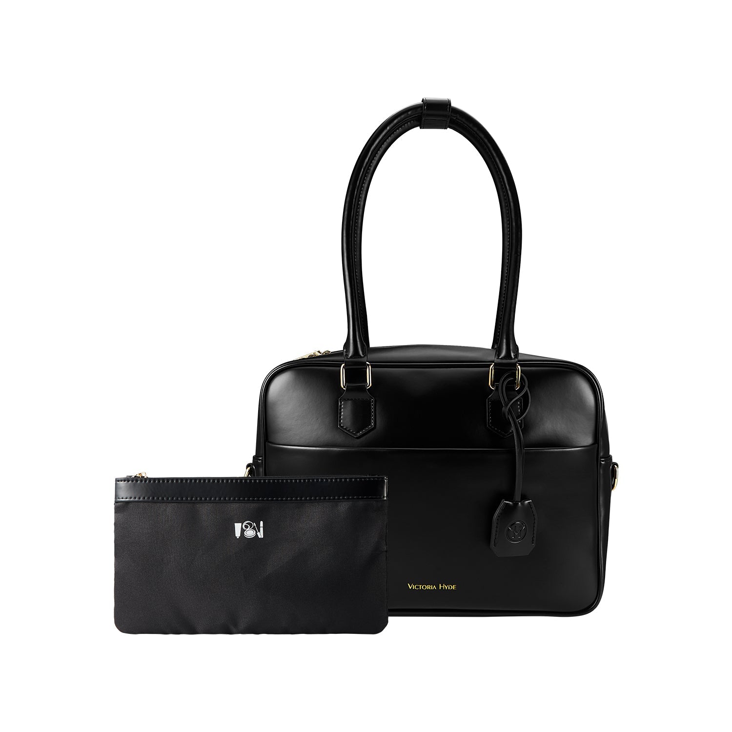 Victoria Hyde Margaret Small black work bag – timeless vegan briefcase with tablet compartment, smart organizer, removable cosmetic pouch, water-repellent. Perfect for professional women.