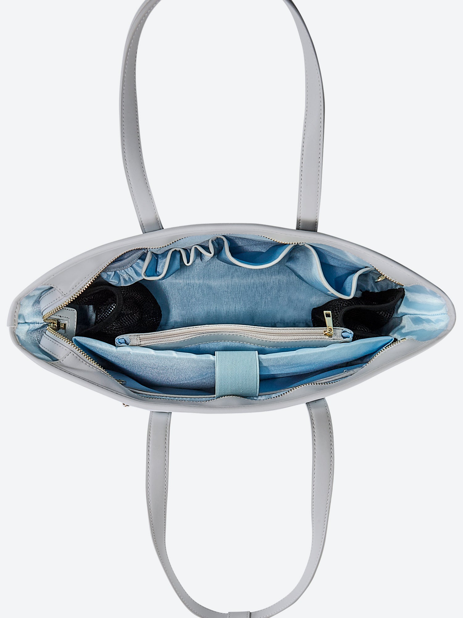 Victoria Hyde Yoana Large work bag in light blue, vegan, water-repellent, with laptop compartment and removable cosmetic bag.