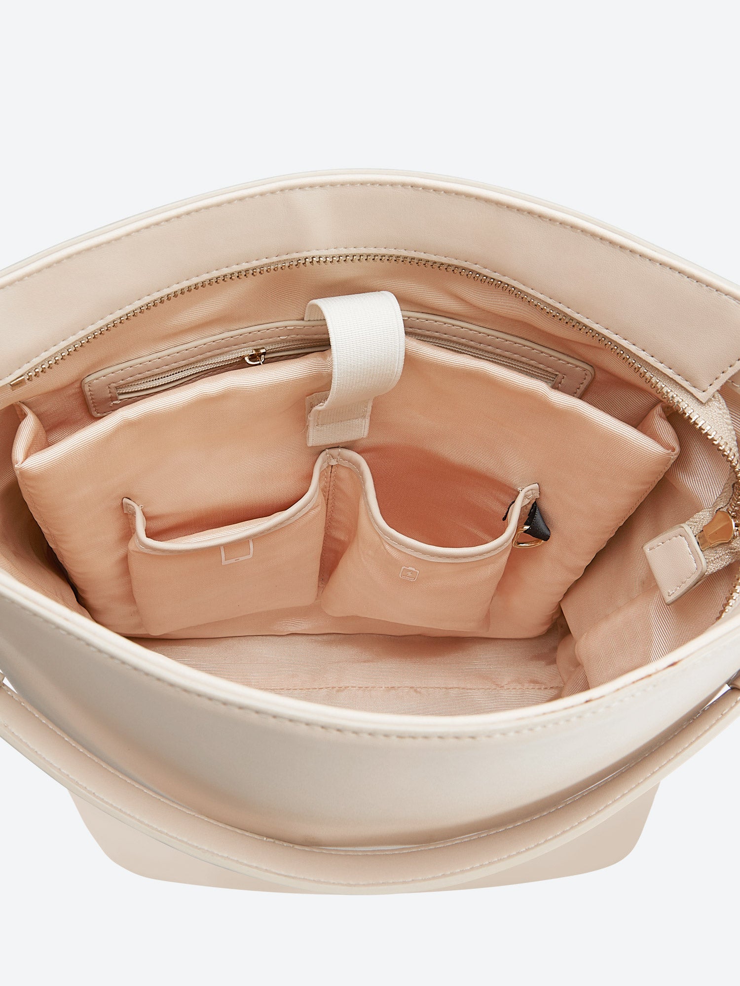 Victoria Hyde Kloey Large work bag in Moon White. Minimalist vegan leather tote with laptop compartment, water-repellent, scratch-resistant. Perfect for professional women.