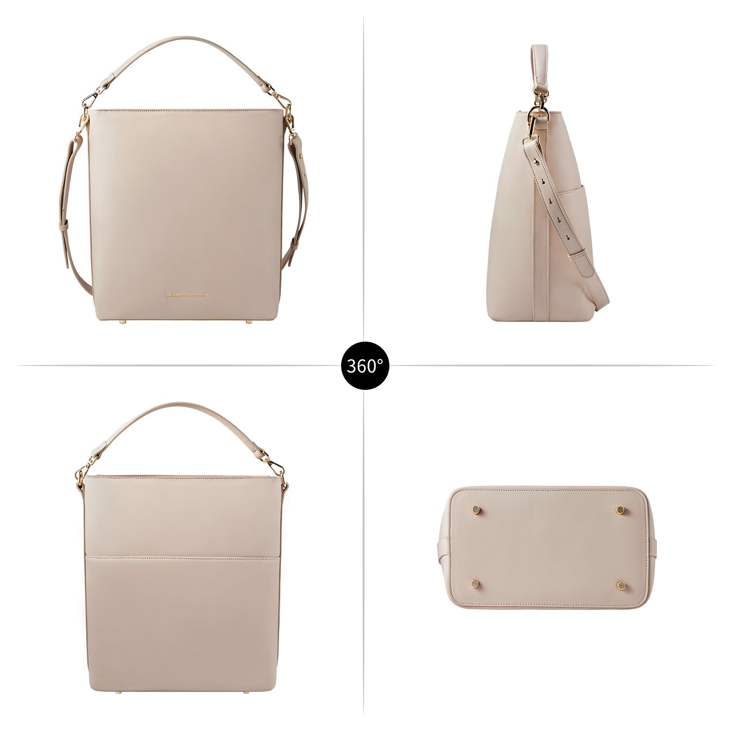 Victoria Hyde Kloey Large work bag in Moon White. Minimalist vegan leather tote with laptop compartment, water-repellent, scratch-resistant. Perfect for professional women.