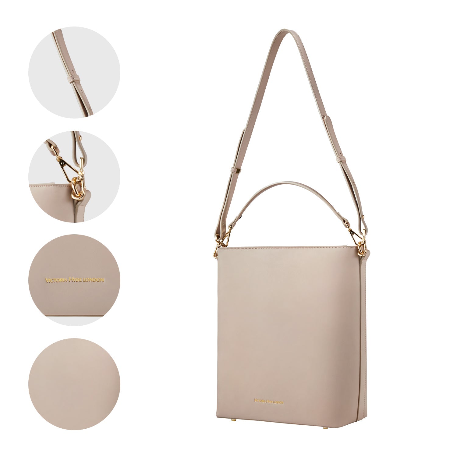 Victoria Hyde Kloey Large work bag in Moon White. Minimalist vegan leather tote with laptop compartment, water-repellent, scratch-resistant. Perfect for professional women.